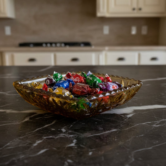 1960s Hazel-Atlas Prescut Star & Fan Gold Square Dish