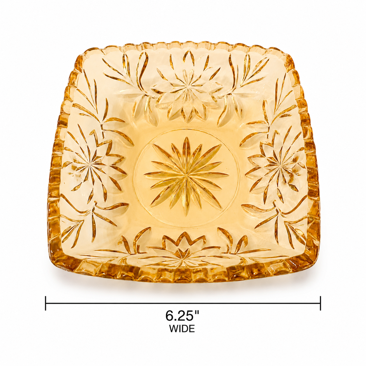 1960s Hazel-Atlas Prescut Star & Fan Gold Square Dish - Made in USA