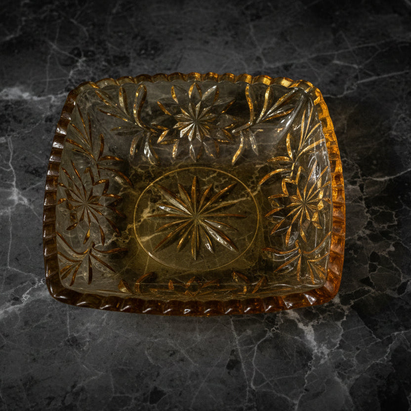 1960s Hazel-Atlas Prescut Star & Fan Gold Square Dish