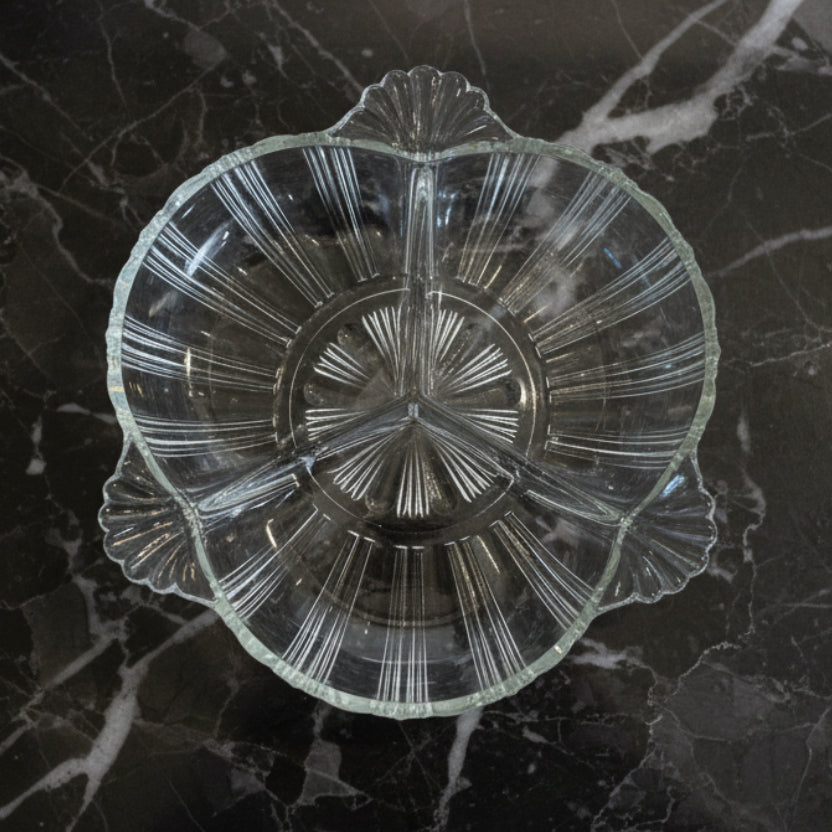 1930s Hazel Atlas Ridge Fan Divided Relish Dish