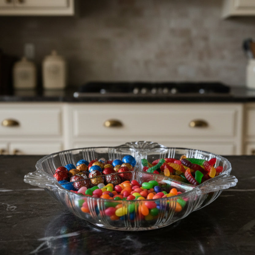 1930s Hazel Atlas Ridge Fan Divided Relish Dish