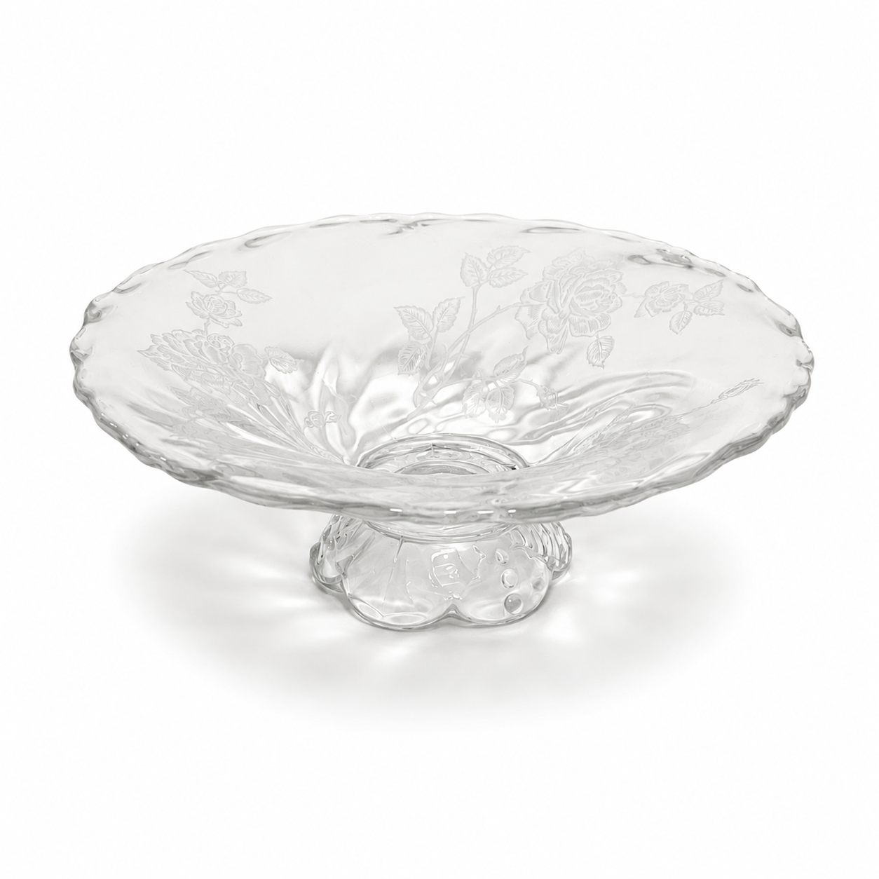 Vintage Heisey Rose Open Jam Server - Depression Era Etched Glass
