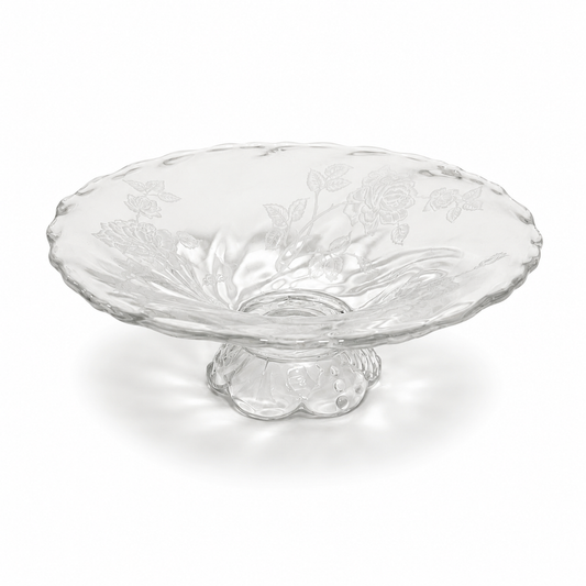 Vintage Heisey Rose Open Jam Server - Depression Era Etched Glass