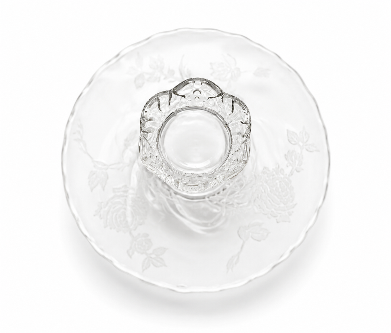 Vintage Heisey Rose Open Jam Server - Depression Era Etched Glass