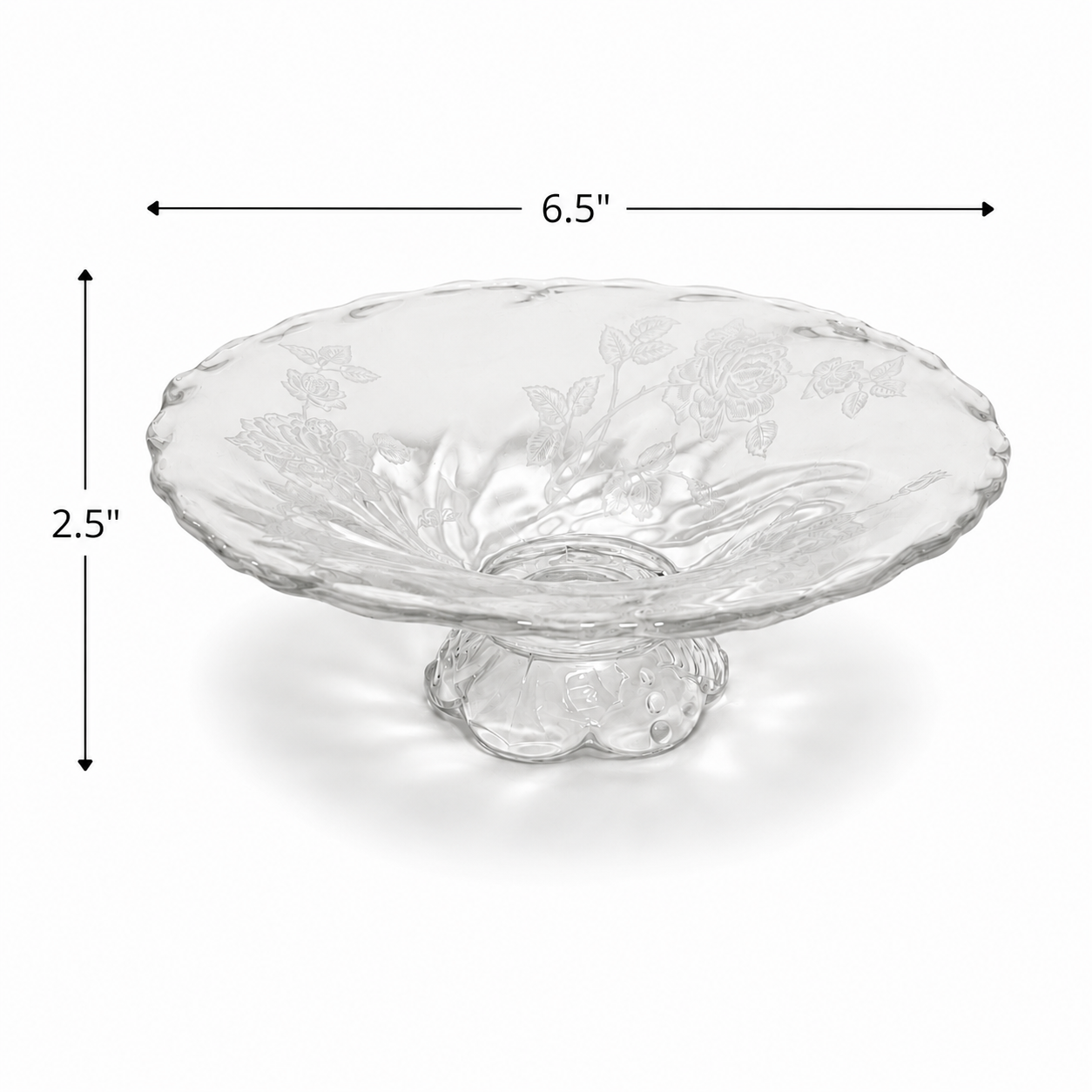 Vintage Heisey Rose Open Jam Server - Depression Era Etched Glass
