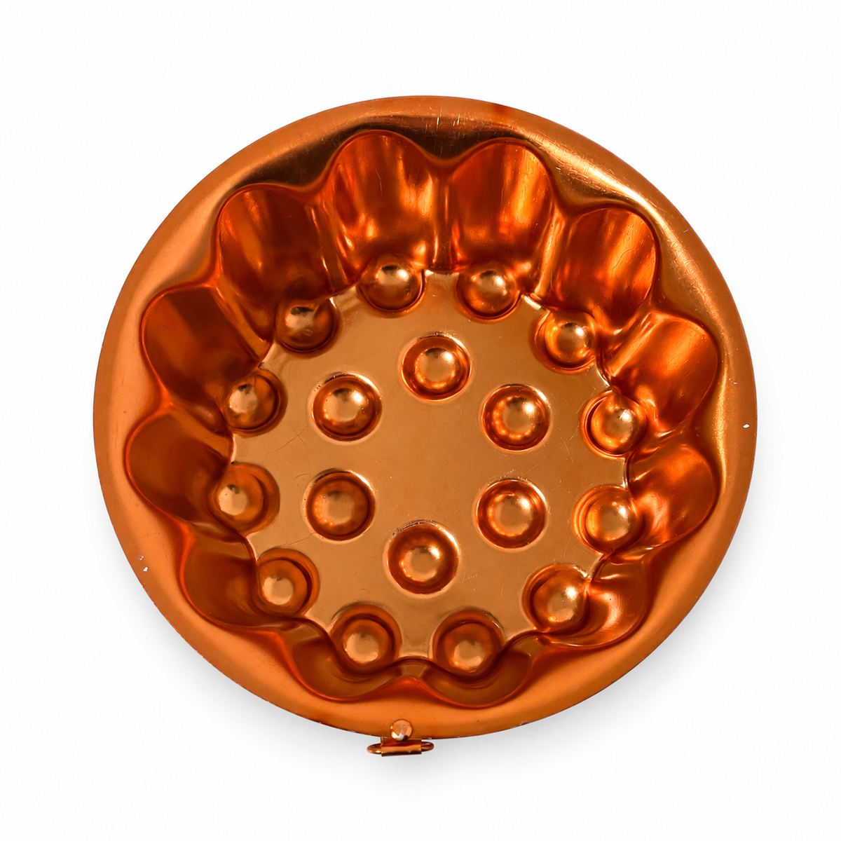 Vintage Copper-Tone Aluminum Hobnail-Style Gelatin Mold 4 Cups - USA