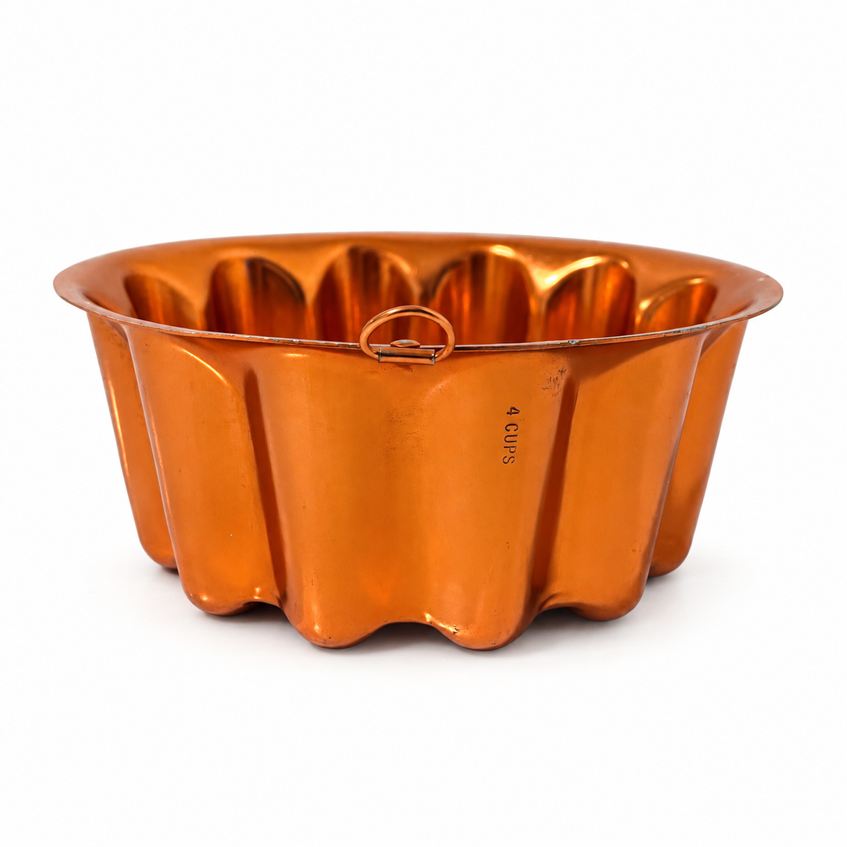 Vintage Copper-Tone Aluminum Hobnail-Style Gelatin Mold 4 Cups - USA
