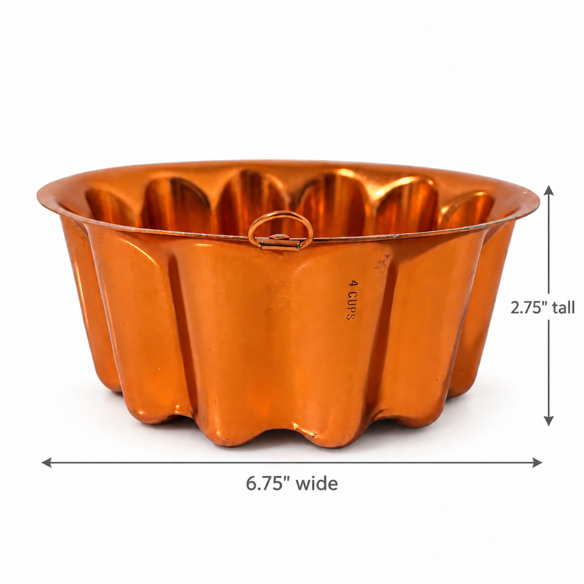 Vintage Copper-Tone Aluminum Hobnail-Style Gelatin Mold 4 Cups - USA