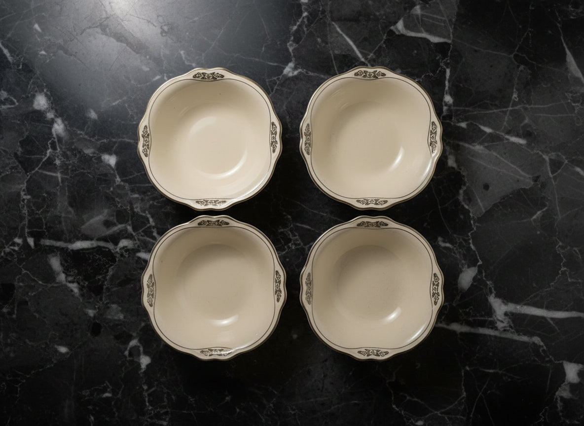 1960s Homer Laughlin Silver Rose Patrician Dessert Bowl - Set of 4