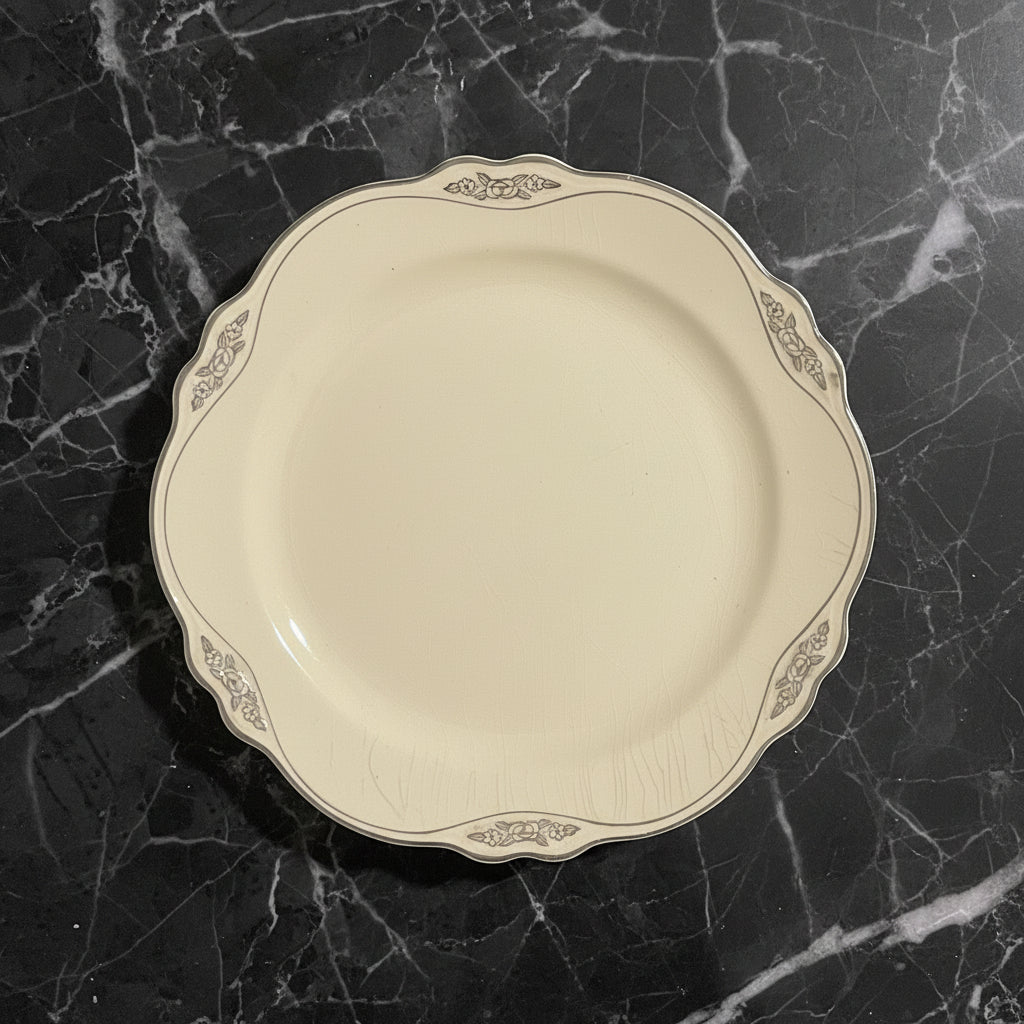 1960s Homer Laughlin Silver Rose Patrician Luncheon Plate