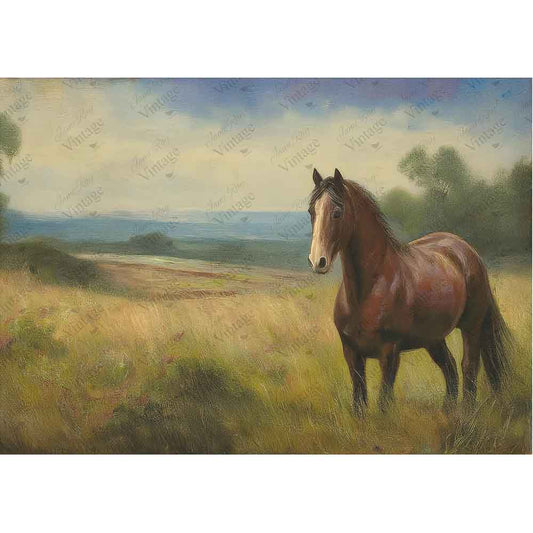 Horse In The Field A4 Rice Paper - JRV