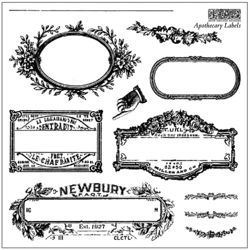 IOD Apothecary Labels Decor Stamp - Iron Orchid Designs