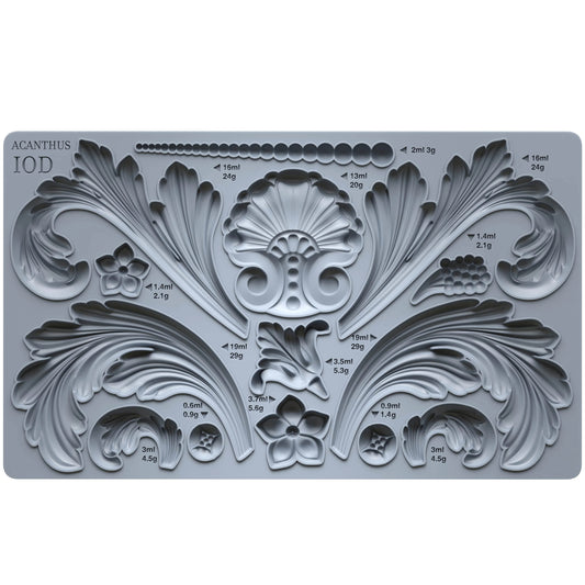 IOD Acanthus Scroll Decor Mould by Iron Orchid Designs - 6x10 Silicone