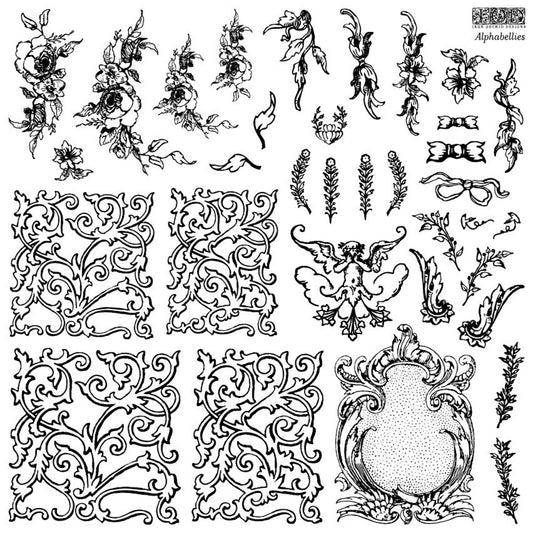 IOD Alphabellies Decor Stamp by Iron Orchid Designs - 12"x12" Silicone