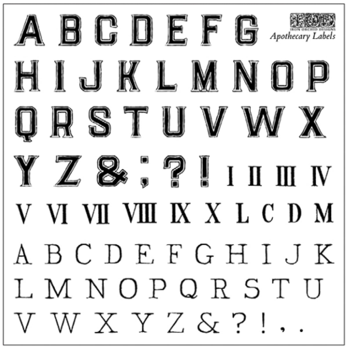 IOD Apothecary Labels Decor Stamp by Iron Orchid Designs - 4 Sheets