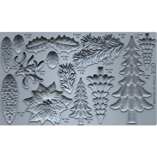 IOD Boughs Of Holly Decor Mould by Iron Orchid Designs - Winter 2026