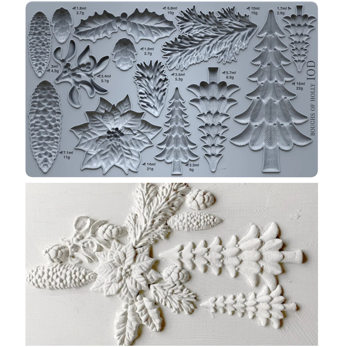 IOD Boughs Of Holly Decor Mould by Iron Orchid Designs - Winter 2026