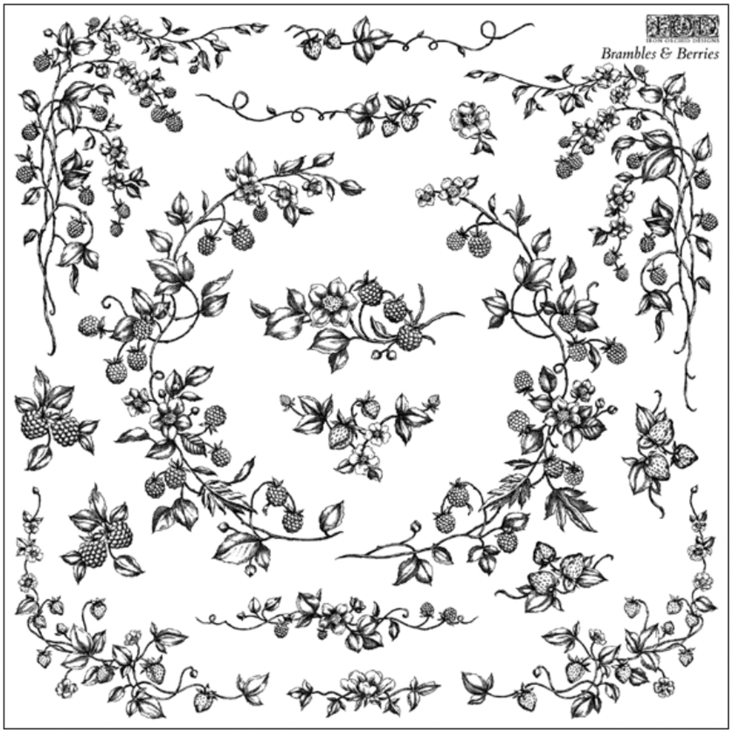 IOD Brambles & Berries Decor Stamp by Iron Orchid Designs - 12"x12"