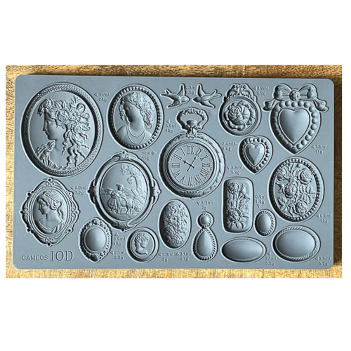 IOD Cameos Decor Mould by Iron Orchid Designs - 6x10 Silicone Mold