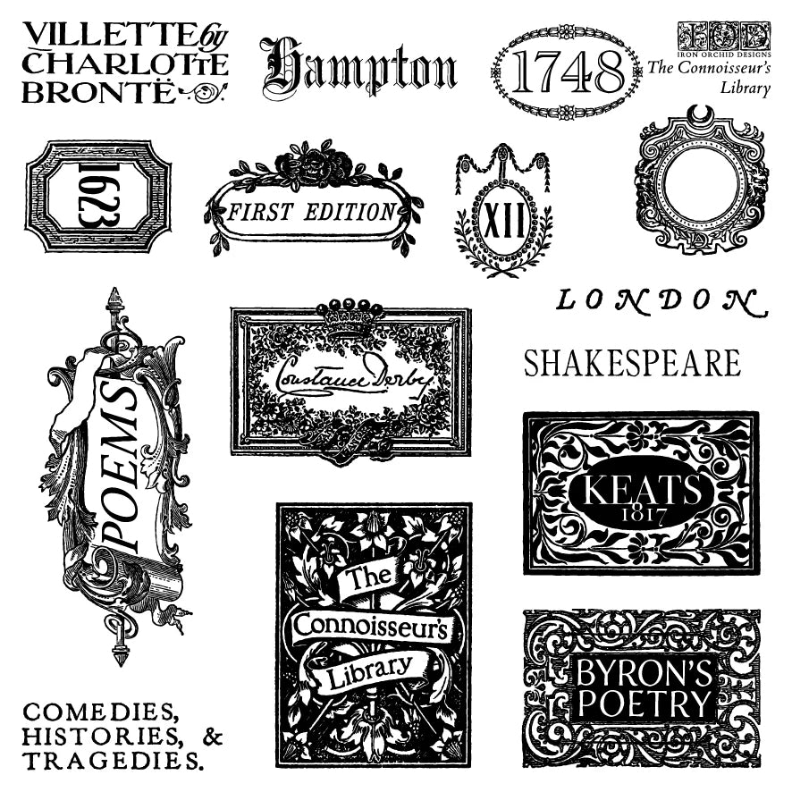 IOD Connoisseur's Library Decor Stamp by Iron Orchid Designs