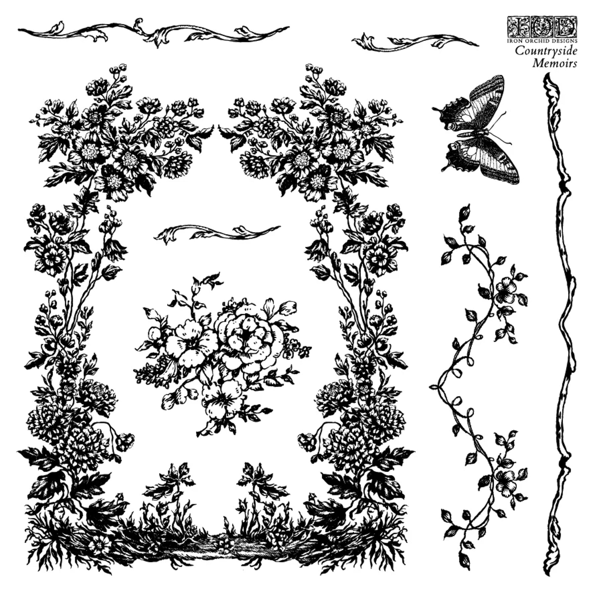 IOD Countryside Memoirs Decor Stamp by Iron Orchid Designs - 4 Sheets