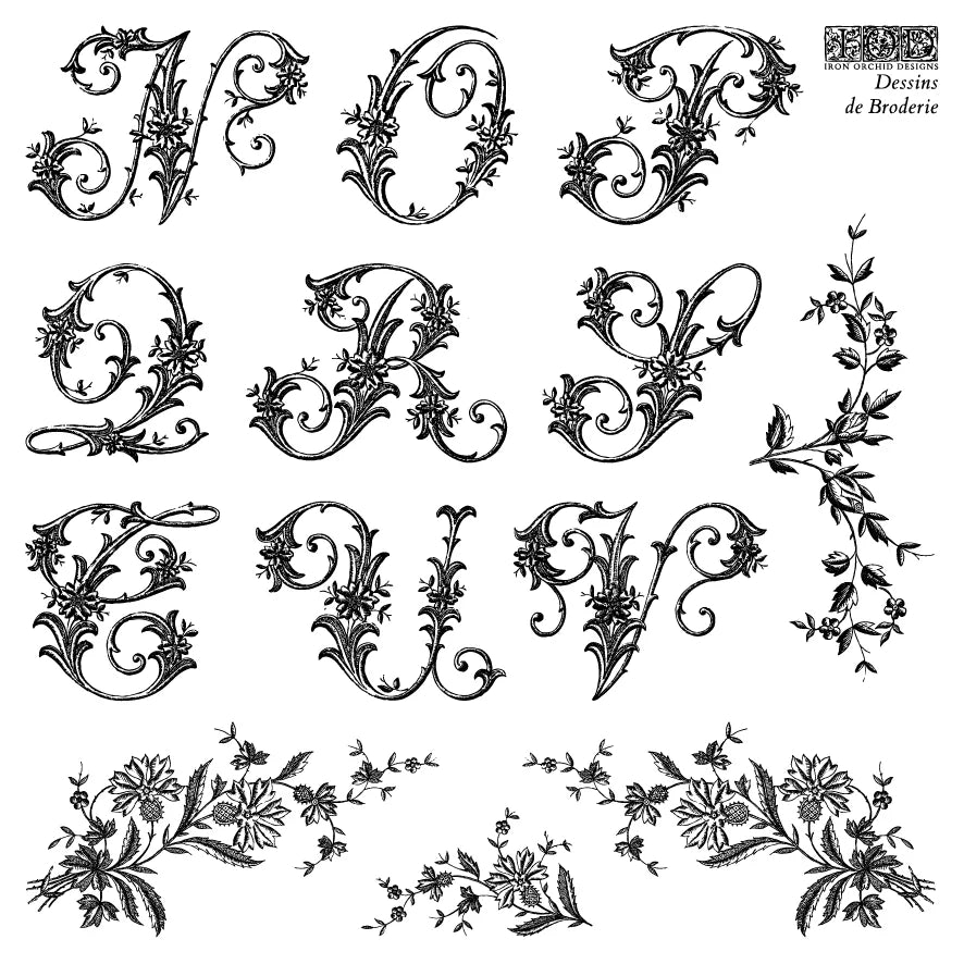 IOD Dessins De Broderie Decor Stamp by Iron Orchid Designs - 4 Sheets
