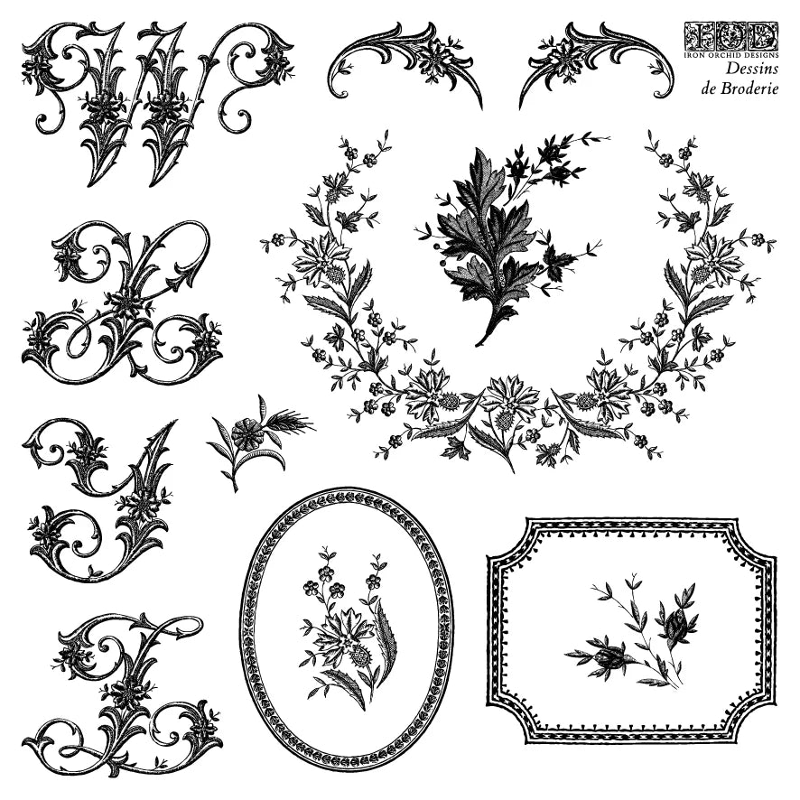 IOD Dessins De Broderie Decor Stamp by Iron Orchid Designs - 4 Sheets
