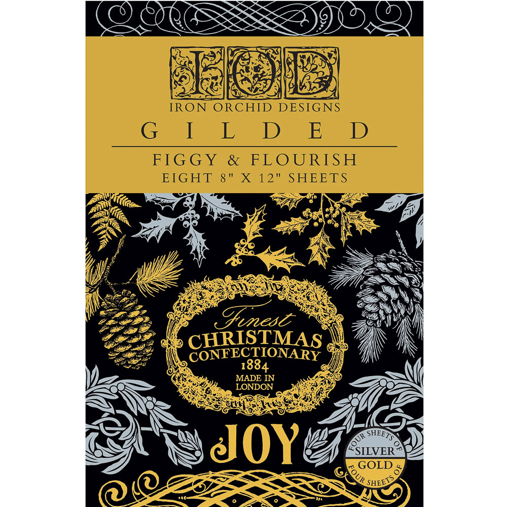 IOD Figgy & Flourish Foil Transfer by Iron Orchid Designs - 8 Sheets