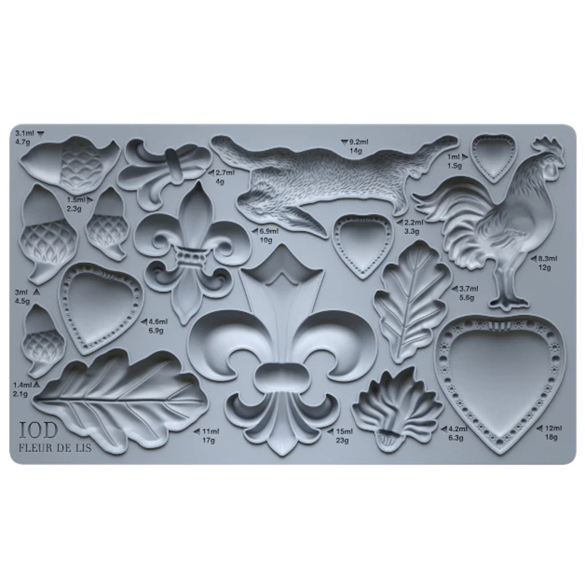 IOD Fleur De Lis Decor Mould by Iron Orchid Designs - 6x10 Silicone