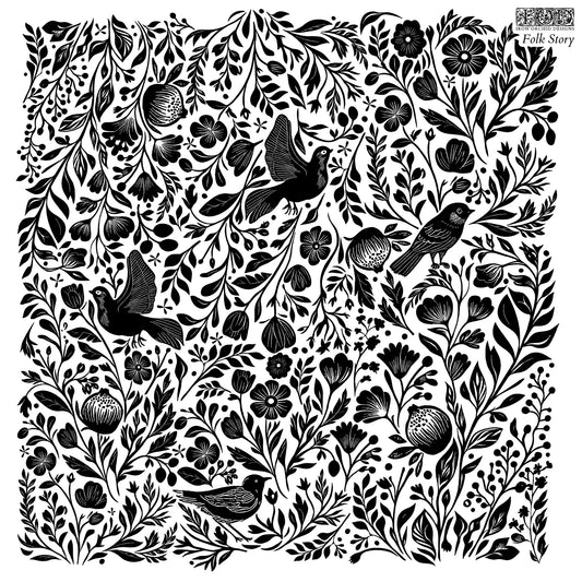 IOD Folk Story Decor Stamp by Iron Orchid Designs - 12"x12" Silicone