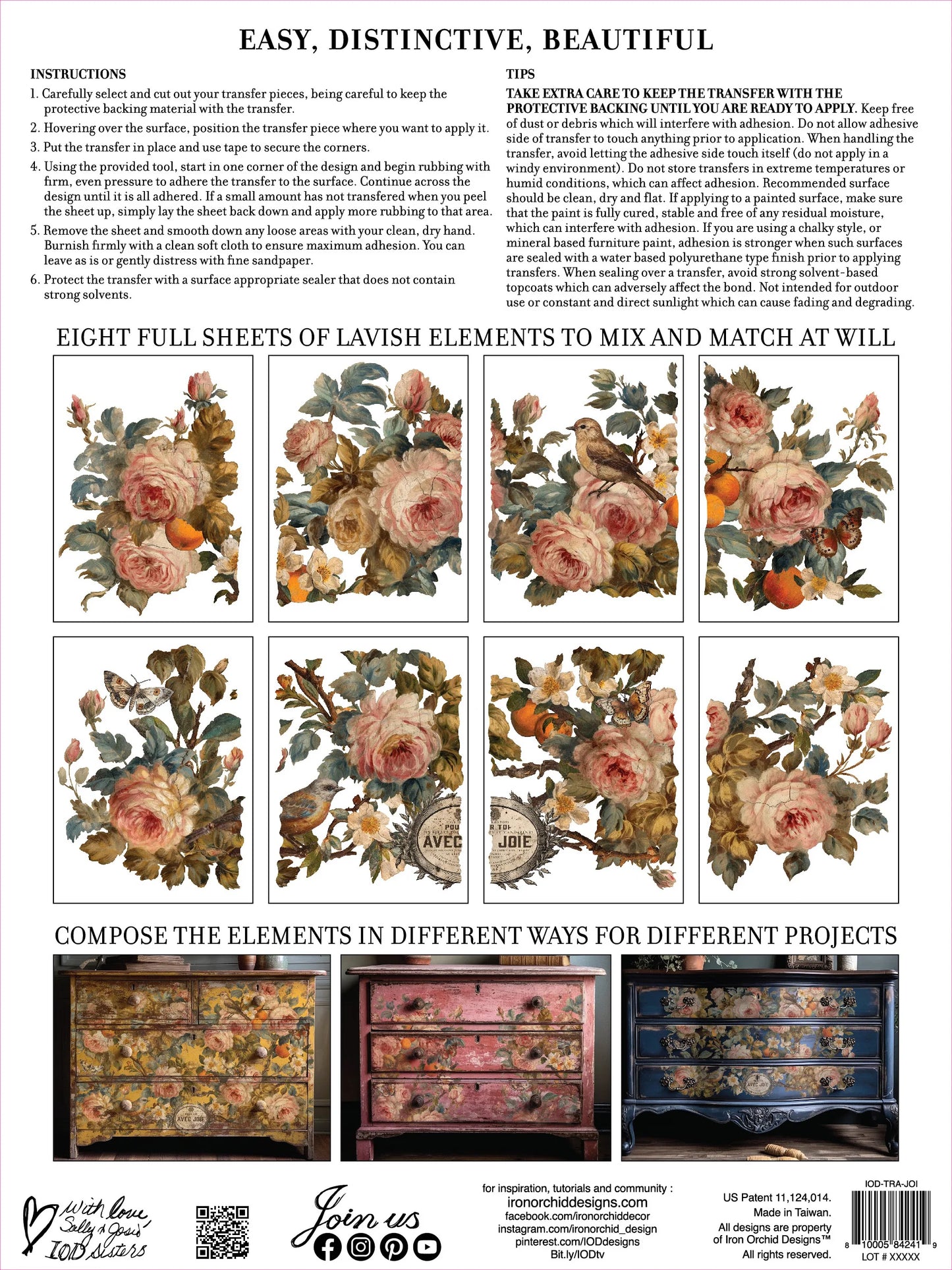 IOD Joie Des Roses Decor Transfer - Iron Orchid Designs