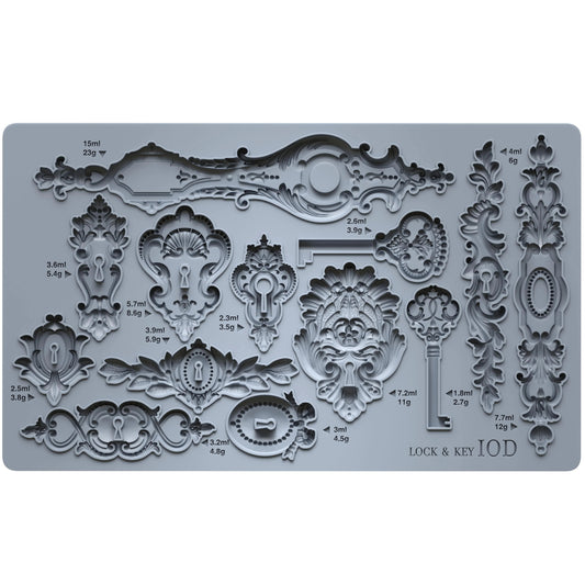 IOD Lock & Key Decor Mould by Iron Orchid Designs - 6x10 Silicone