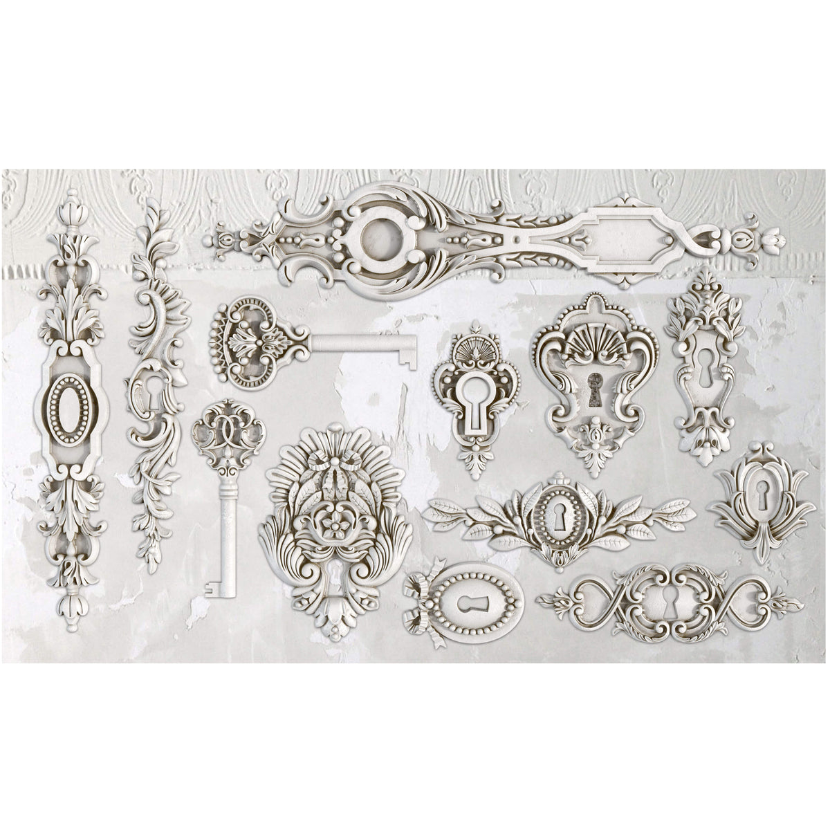 IOD Lock & Key Decor Mould by Iron Orchid Designs - 6x10 Silicone