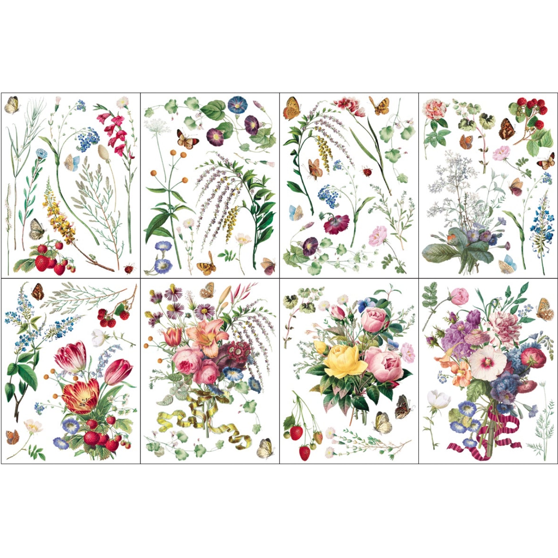 IOD Marche Des Fleurs Decor Transfer by Iron Orchid Designs - 8 Sheets