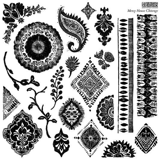 IOD Mercy House Chitenge Decor Stamp by Iron Orchid Designs - 12"x12"