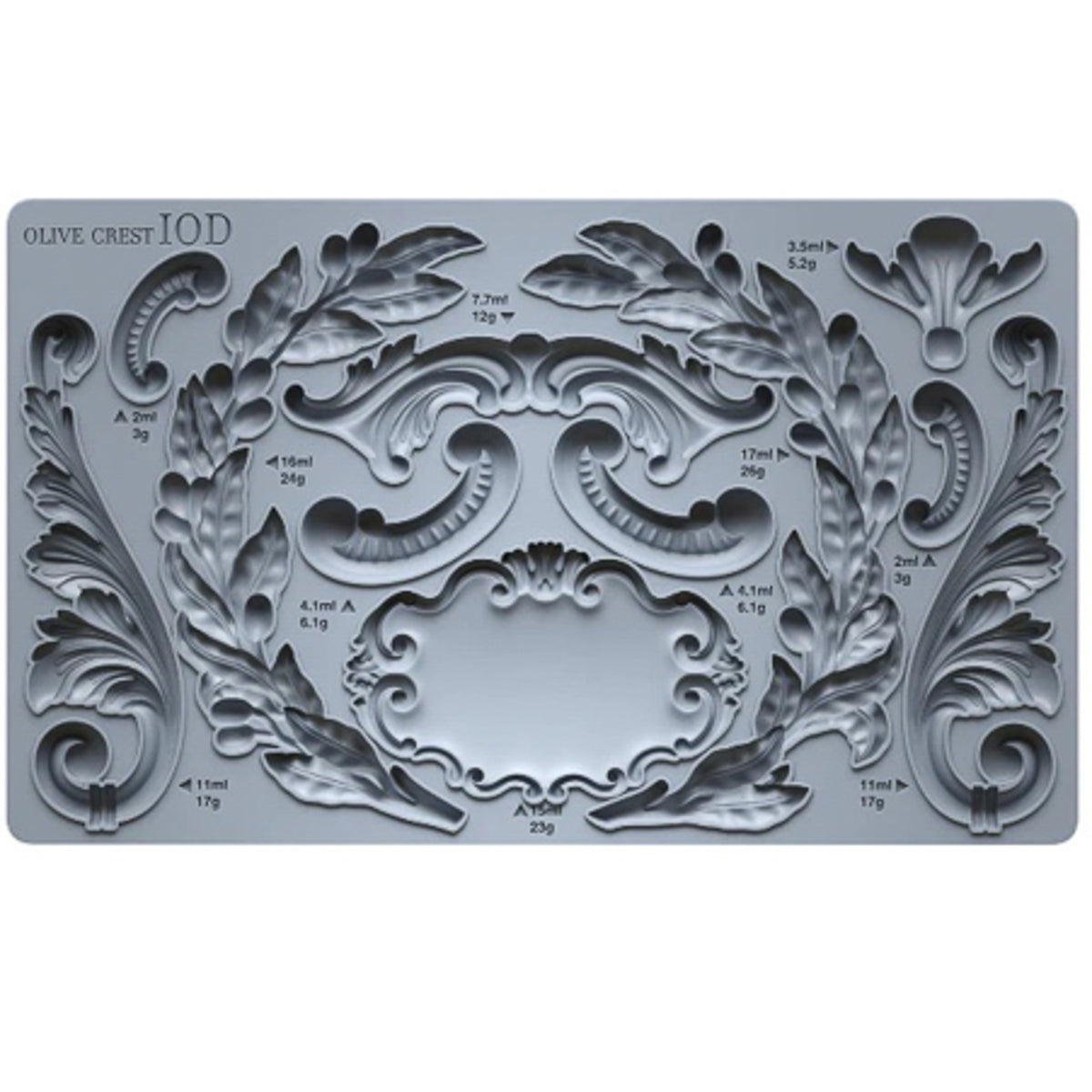 IOD Olive Crest Decor Mould by Iron Orchid Designs - 6x10 Silicone