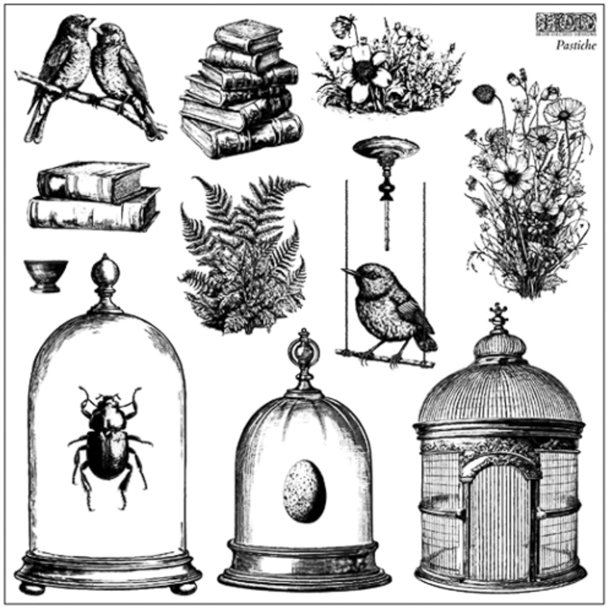 IOD Pastiche Decor Stamp by Iron Orchid Designs - Two 12"x12" Sheets