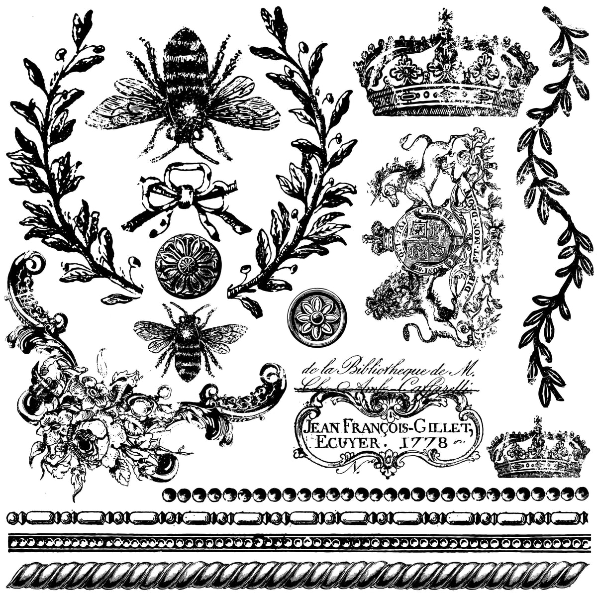IOD Queen Bee Decor Stamp by Iron Orchid Designs - 12"x12" Silicone