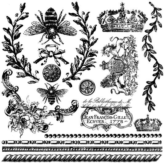 IOD Queen Bee Decor Stamp by Iron Orchid Designs - 12"x12" Silicone