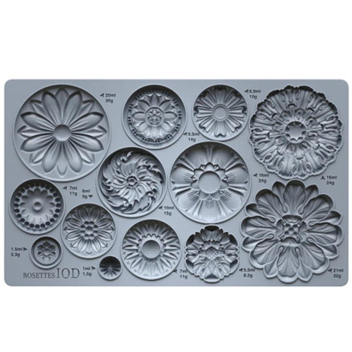 IOD Rosettes Decor Mould by Iron Orchid Designs - 6x10 Silicone Mold