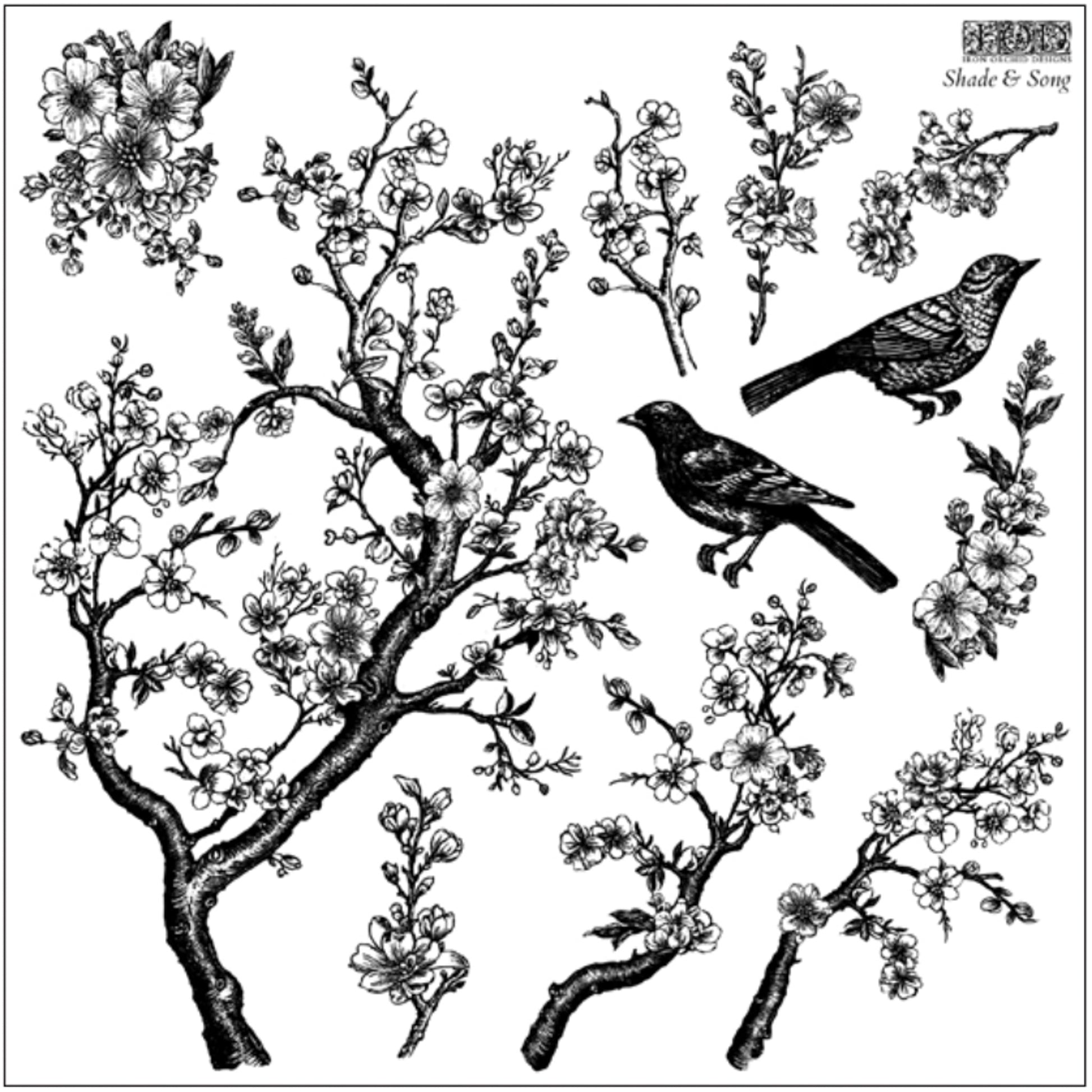 IOD Shade & Song Decor Stamp by Iron Orchid Designs - 12"x12" Silicone
