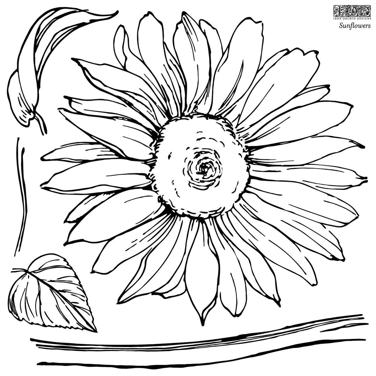 IOD Sunflowers Decor Stamp by Iron Orchid Designs - 12"x12" Silicone
