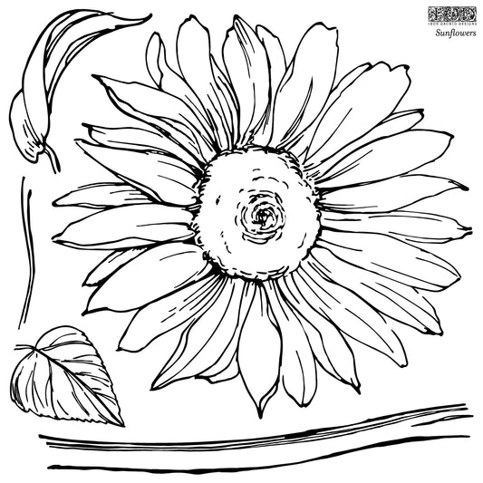 IOD Sunflowers Decor Stamp by Iron Orchid Designs - 12"x12" Silicone