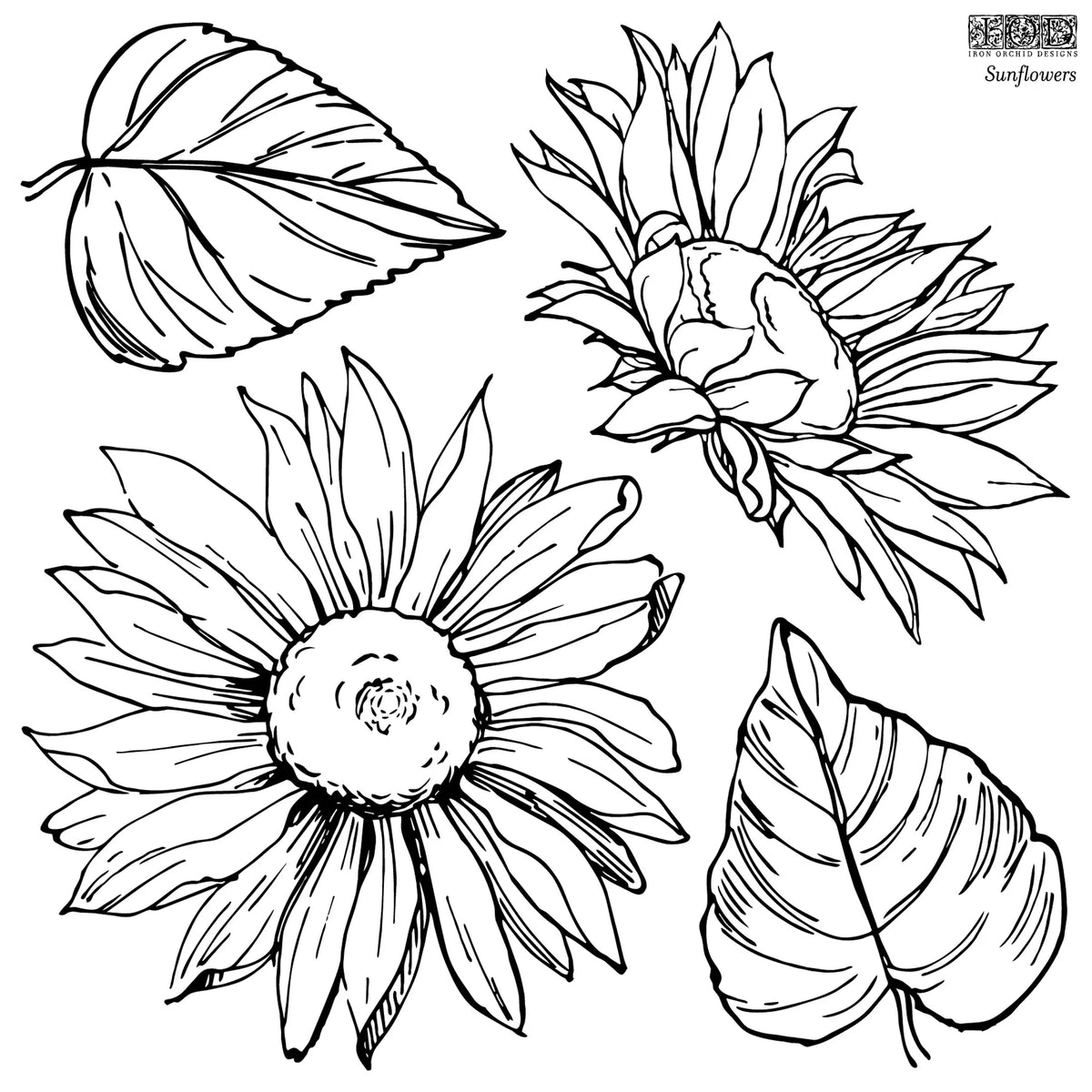 IOD Sunflowers Decor Stamp by Iron Orchid Designs - 12"x12" Silicone