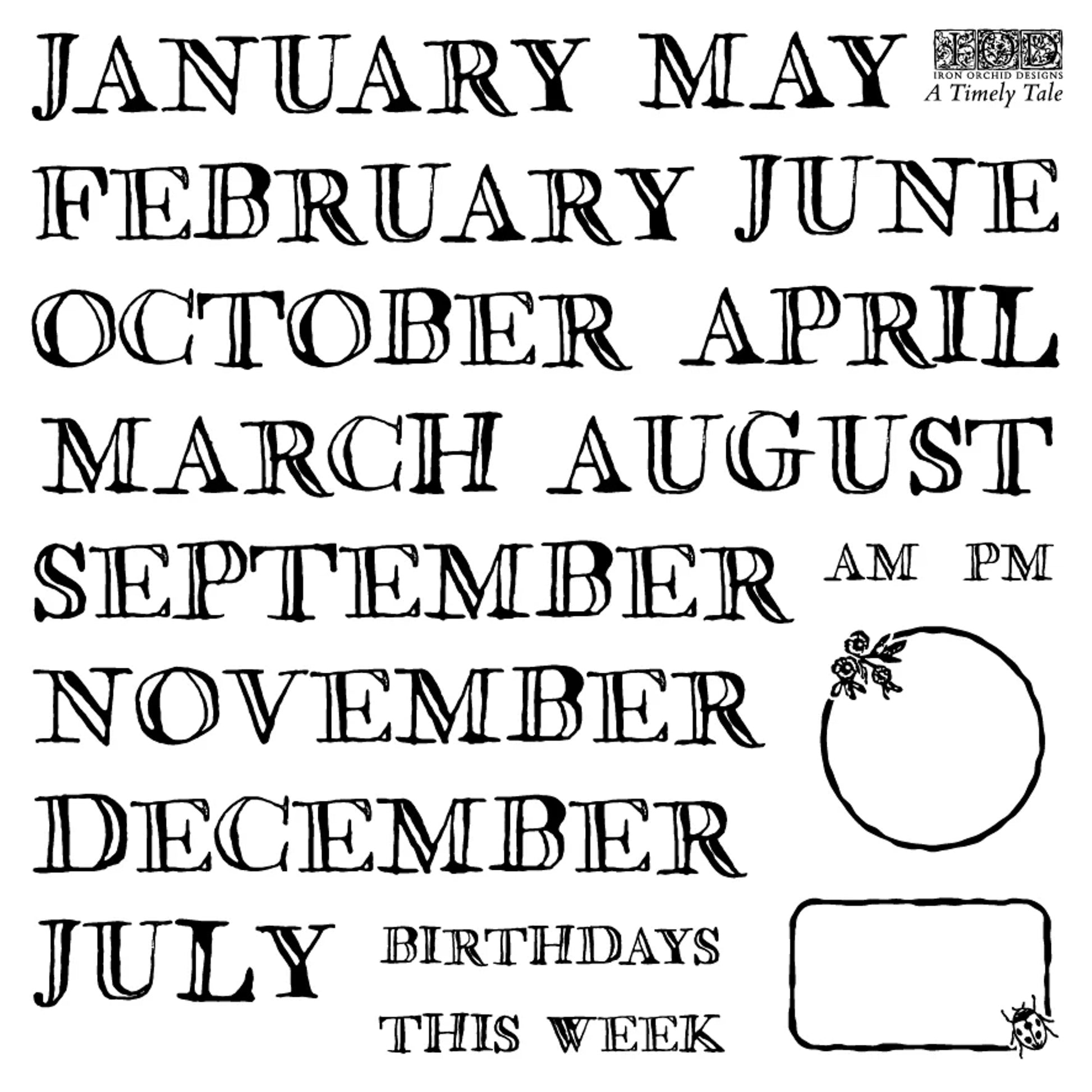 IOD A Timely Tale Decor Stamp by Iron Orchid Designs - Winter 2026
