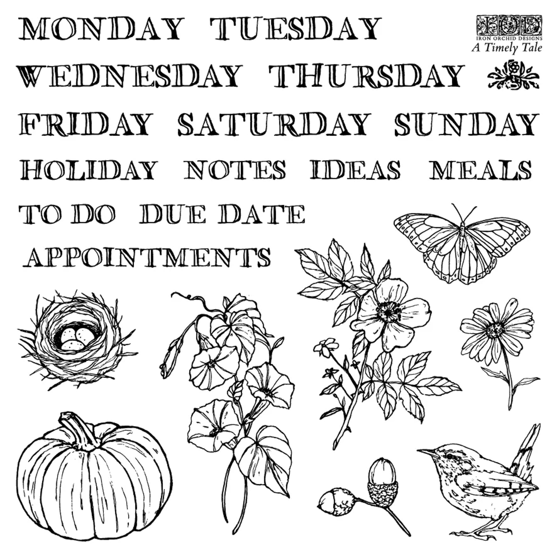 IOD A Timely Tale Decor Stamp by Iron Orchid Designs - Winter 2026