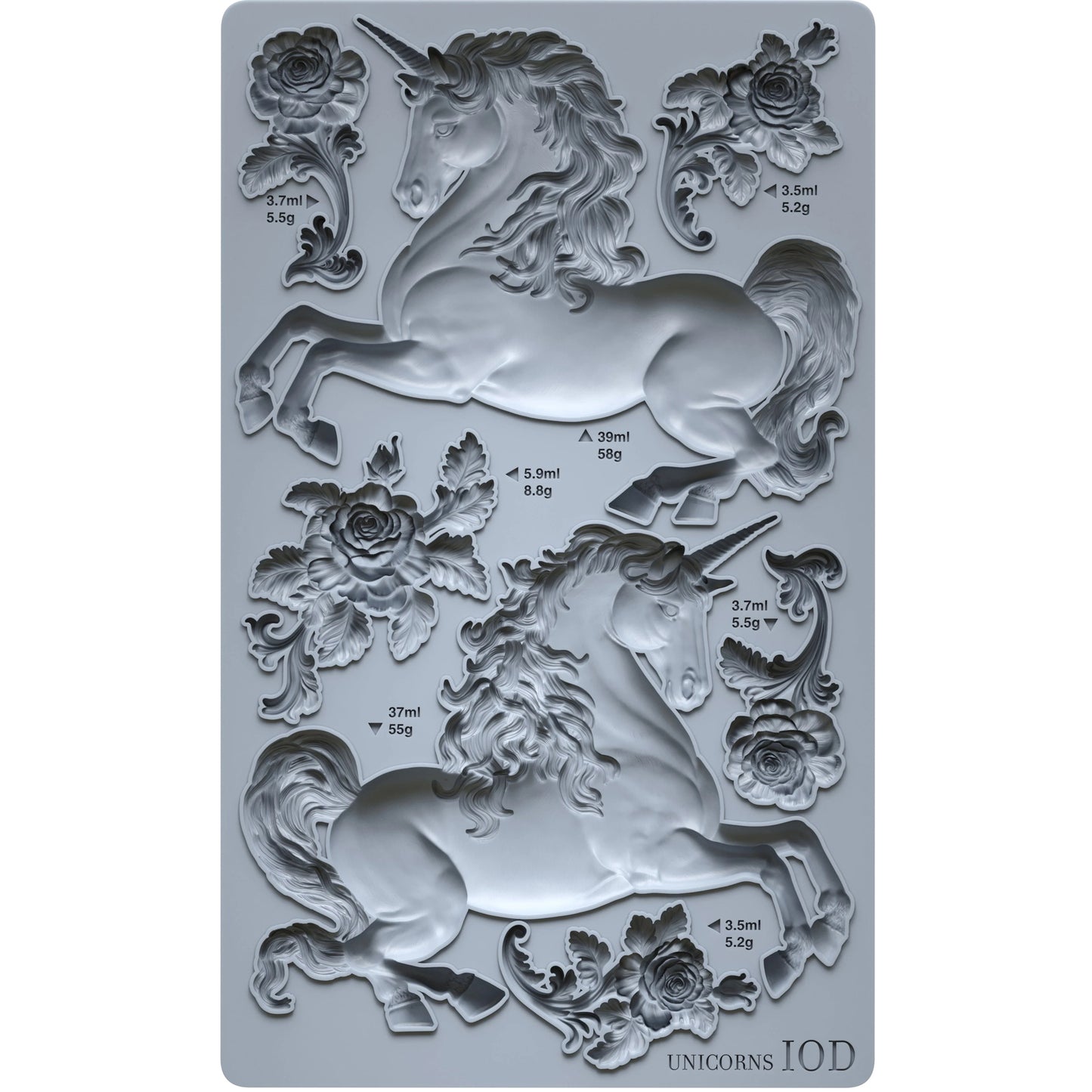 IOD Unicorns Decor Mould by Iron Orchid Designs - 6x10 Silicone Mold