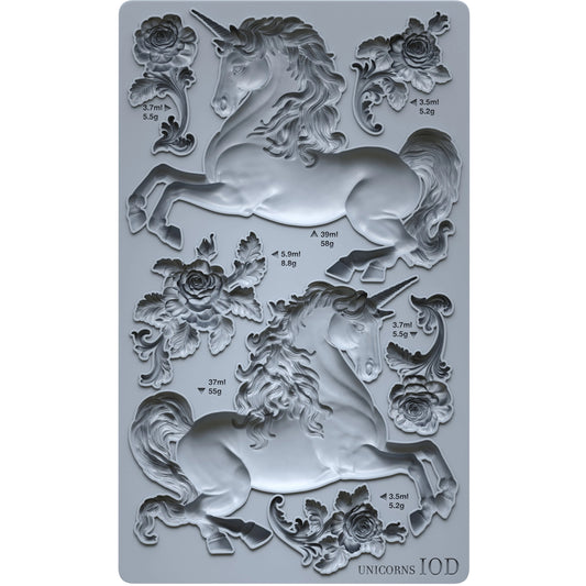 IOD Unicorns Decor Mould by Iron Orchid Designs - 6x10 Silicone Mold