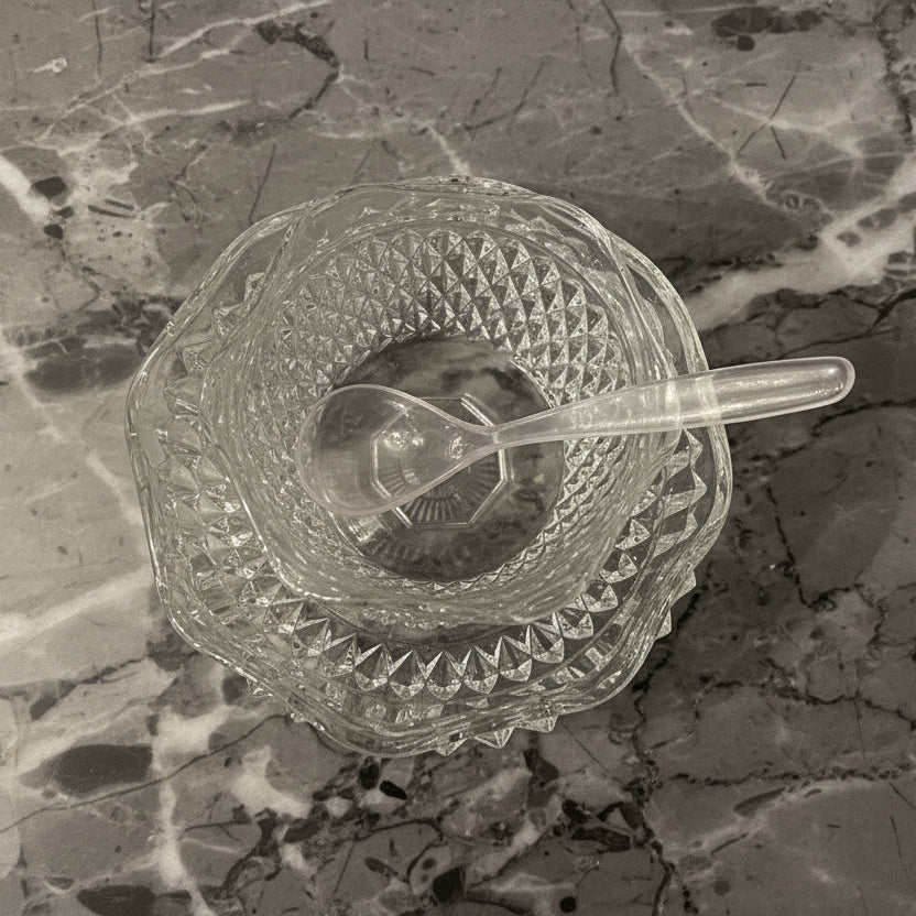 Indiana Glass Diamond Point Mayonnaise Bowl & Underplate - 1960s