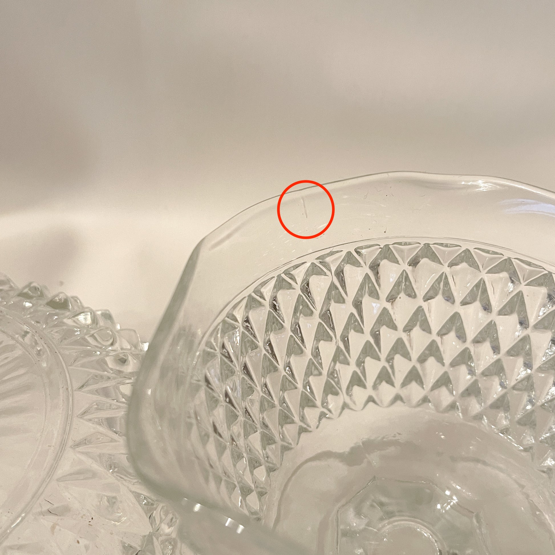 Indiana Glass Diamond Point Mayonnaise Bowl & Underplate - 1960s